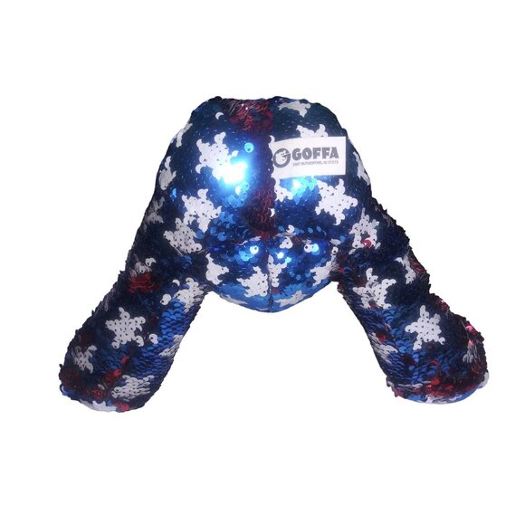 GOFFA Patriotic Sequins Flip Bear Red White and Blue Stars Plush Teddy - Picture 4 of 9